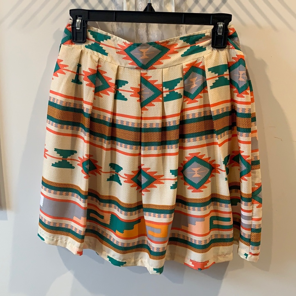 Tribal western pleated skirt
